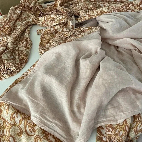 House of Harlow 1960 XS Aditi Wrap Pattern Maxi Dress Boho Ruffles Tiered Fall - Picture 4 of 13